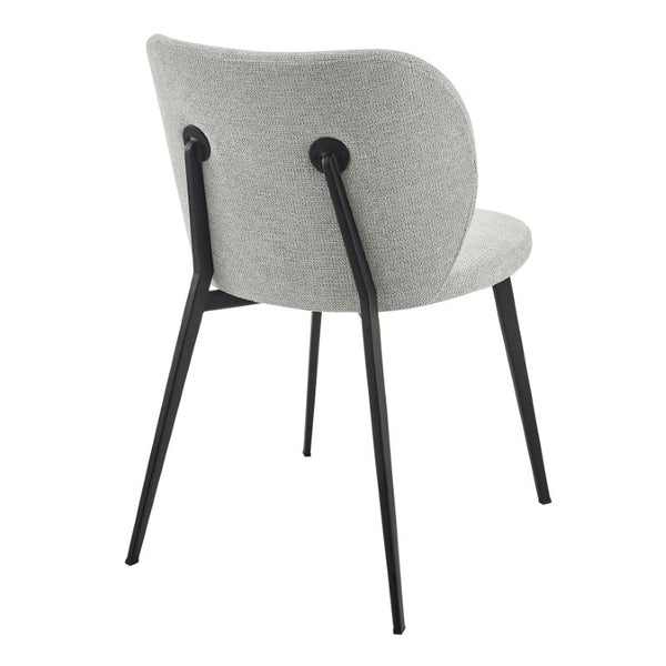 EuroStyle Markus Channel Fabric Dining Chairs Set of 2 with Foam Seat and Matte Steel Legs Light Gray/Black 17252-LTGRY