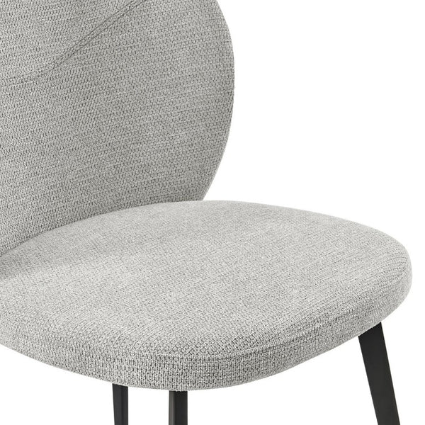 EuroStyle Markus Channel Fabric Dining Chairs Set of 2 with Foam Seat and Matte Steel Legs Light Gray/Black 17252-LTGRY