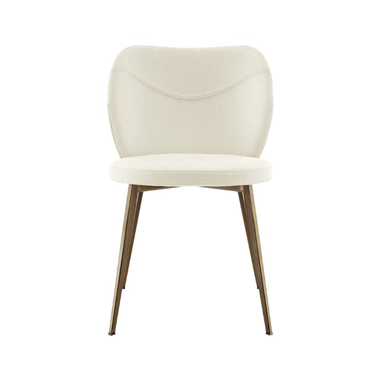 EuroStyle Markus Channel Fabric Dining Chairs Set of 2 with Foam Seat and Matte Steel Legs Beige/Antique Bronze 17253-BG