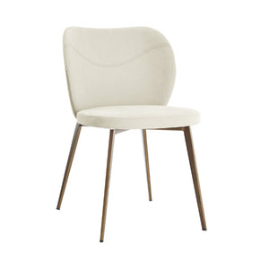EuroStyle Markus Channel Fabric Dining Chairs Set of 2 with Foam Seat and Matte Steel Legs Beige/Antique Bronze 17253-BG