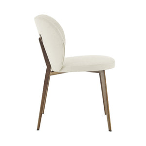 EuroStyle Markus Channel Fabric Dining Chairs Set of 2 with Foam Seat and Matte Steel Legs Beige/Antique Bronze 17253-BG