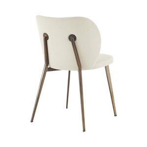 EuroStyle Markus Channel Fabric Dining Chairs Set of 2 with Foam Seat and Matte Steel Legs Beige/Antique Bronze 17253-BG