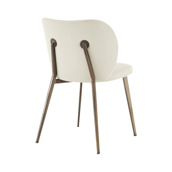 EuroStyle Markus Channel Fabric Dining Chairs Set of 2 with Foam Seat and Matte Steel Legs Beige/Antique Bronze 17253-BG