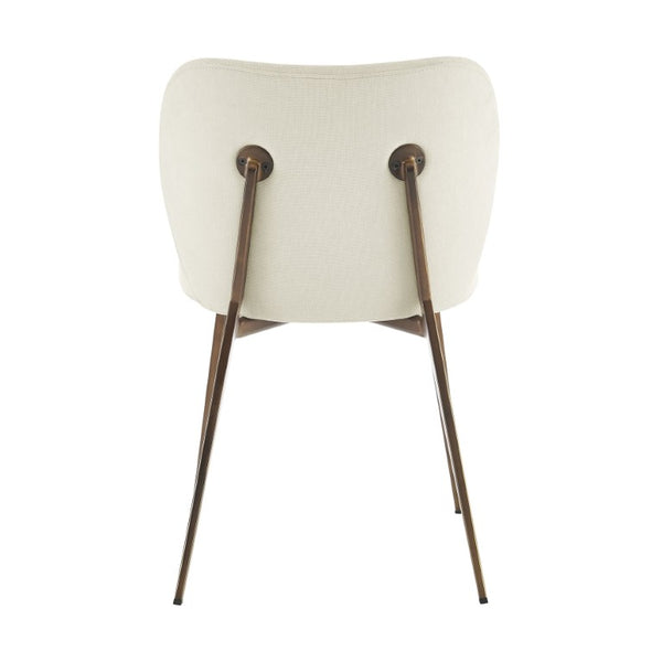 EuroStyle Markus Channel Fabric Dining Chairs Set of 2 with Foam Seat and Matte Steel Legs Beige/Antique Bronze 17253-BG