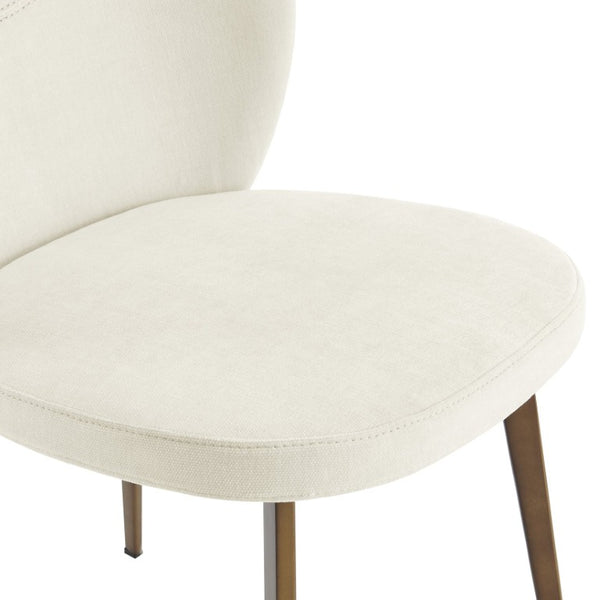 EuroStyle Markus Channel Fabric Dining Chairs Set of 2 with Foam Seat and Matte Steel Legs Beige/Antique Bronze 17253-BG