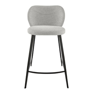 EuroStyle Markus Upholstered Counter Stool Channel Tufted Fabric Seat with Steel Footrest Light Gray 17254-LTGRY