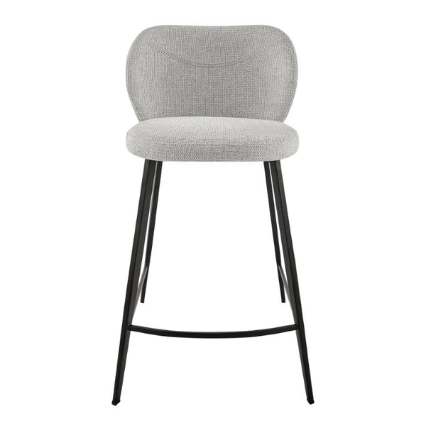 EuroStyle Markus Upholstered Counter Stool Channel Tufted Fabric Seat with Steel Footrest Light Gray 17254-LTGRY