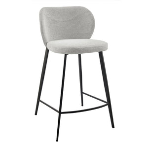 EuroStyle Markus Upholstered Counter Stool Channel Tufted Fabric Seat with Steel Footrest Light Gray 17254-LTGRY