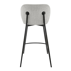 EuroStyle Markus Upholstered Counter Stool Channel Tufted Fabric Seat with Steel Footrest Light Gray 17254-LTGRY