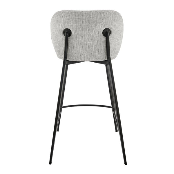 EuroStyle Markus Upholstered Counter Stool Channel Tufted Fabric Seat with Steel Footrest Light Gray 17254-LTGRY
