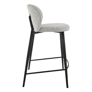 EuroStyle Markus Upholstered Counter Stool Channel Tufted Fabric Seat with Steel Footrest Light Gray 17254-LTGRY
