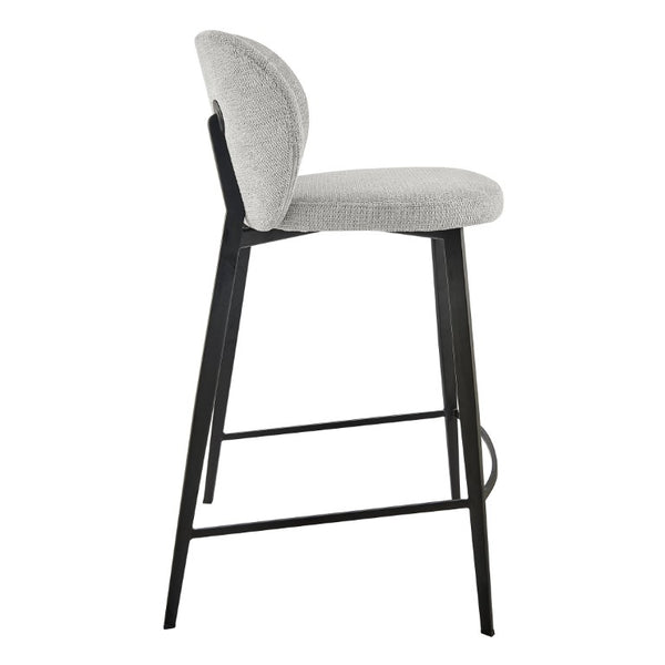 EuroStyle Markus Upholstered Counter Stool Channel Tufted Fabric Seat with Steel Footrest Light Gray 17254-LTGRY