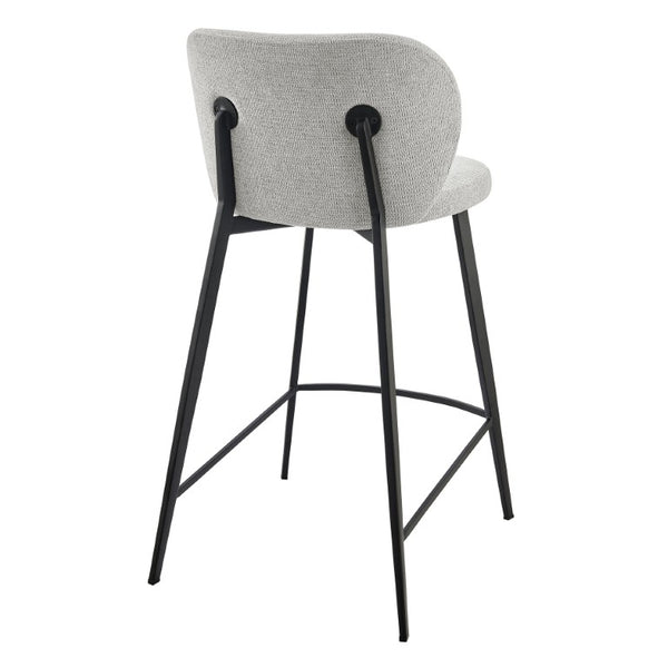 EuroStyle Markus Upholstered Counter Stool Channel Tufted Fabric Seat with Steel Footrest Light Gray 17254-LTGRY