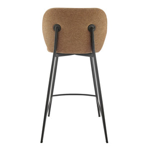 EuroStyle Markus Upholstered Counter Stool Channel Tufted Fabric Seat with Steel Footrest Rust 17254-RUST