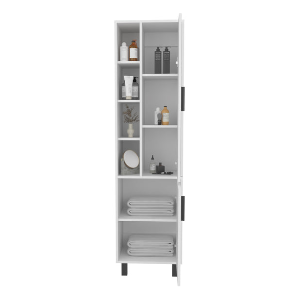 English Elm Stanton Tall Cabinet White — Two Doors + Three Open Shelves for Bathroom, Laundry, Entryway Storage B070P337111