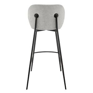 EuroStyle Markus Channel Stitch Upholstered Barstool with Matte Black Steel Frame for Kitchen Islands Light Gray 17256-LTGRY