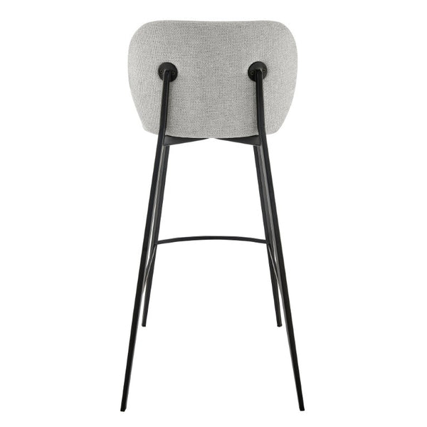 EuroStyle Markus Channel Stitch Upholstered Barstool with Matte Black Steel Frame for Kitchen Islands Light Gray 17256-LTGRY