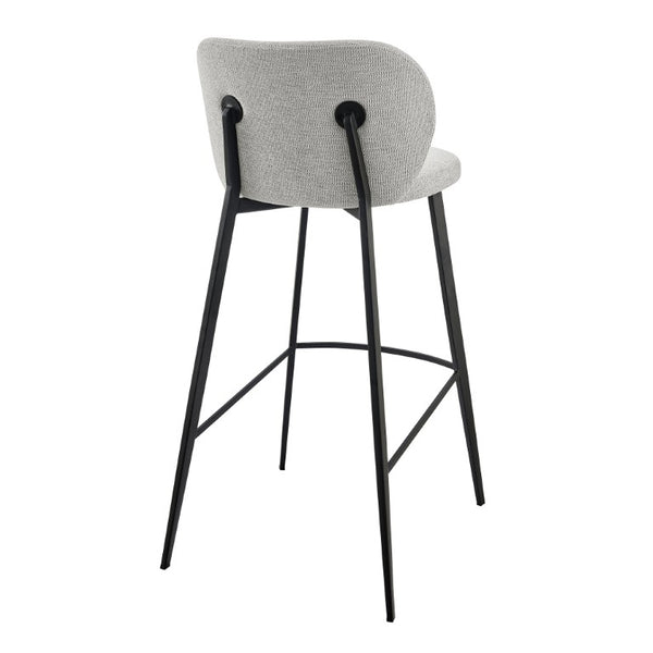 EuroStyle Markus Channel Stitch Upholstered Barstool with Matte Black Steel Frame for Kitchen Islands Light Gray 17256-LTGRY