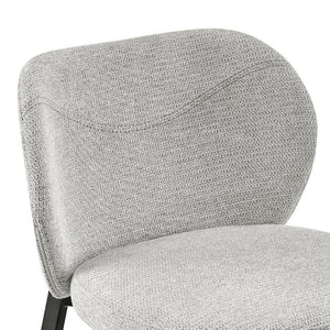EuroStyle Markus Channel Stitch Upholstered Barstool with Matte Black Steel Frame for Kitchen Islands Light Gray 17256-LTGRY