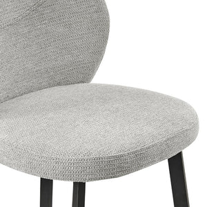 EuroStyle Markus Channel Stitch Upholstered Barstool with Matte Black Steel Frame for Kitchen Islands Light Gray 17256-LTGRY