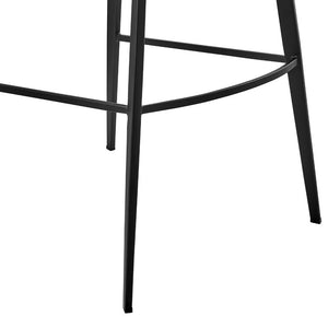 EuroStyle Markus Channel Stitch Upholstered Barstool with Matte Black Steel Frame for Kitchen Islands Light Gray 17256-LTGRY