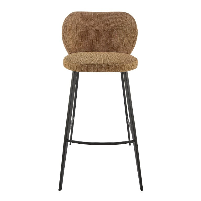 EuroStyle Markus Channel Stitch Upholstered Barstool with Matte Black Steel Frame for Kitchen Islands Rust 17256-RUST
