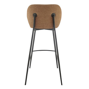EuroStyle Markus Channel Stitch Upholstered Barstool with Matte Black Steel Frame for Kitchen Islands Rust 17256-RUST