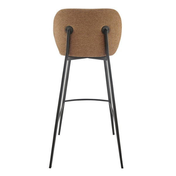 EuroStyle Markus Channel Stitch Upholstered Barstool with Matte Black Steel Frame for Kitchen Islands Rust 17256-RUST