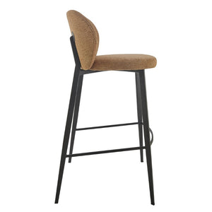 EuroStyle Markus Channel Stitch Upholstered Barstool with Matte Black Steel Frame for Kitchen Islands Rust 17256-RUST