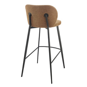 EuroStyle Markus Channel Stitch Upholstered Barstool with Matte Black Steel Frame for Kitchen Islands Rust 17256-RUST