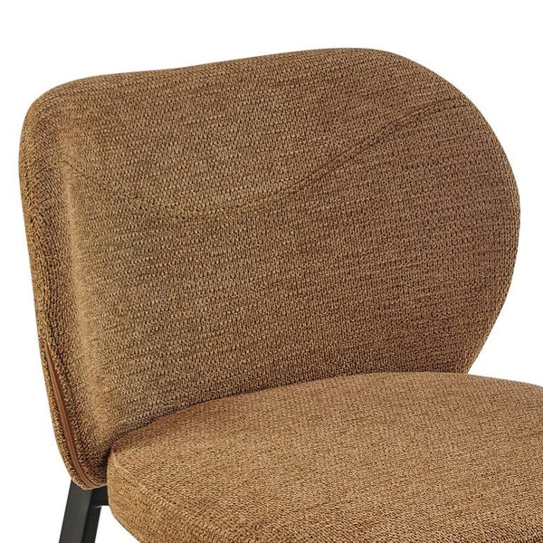 EuroStyle Markus Channel Stitch Upholstered Barstool with Matte Black Steel Frame for Kitchen Islands Rust 17256-RUST