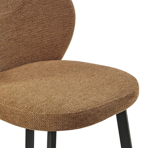 EuroStyle Markus Channel Stitch Upholstered Barstool with Matte Black Steel Frame for Kitchen Islands Rust 17256-RUST