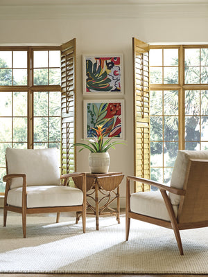 Lexington Tommy Bahama Home Palm Island Coastal-inspired Drop-leaf Accent Table With Woven Raffia And Elegant Brass Hardware Sunwashed  579-955