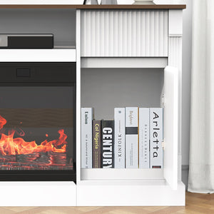 English Elm Modern 3-Sided Glass TV Stand with Electric Fireplace, LEDs, 4 Drawers, USB-C, Fits up to 80" W3383S00003