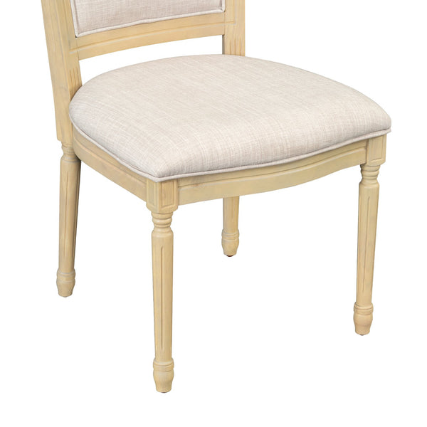 English Elm TOPMAX Rustic 7-Piece Solid Wood Extendable Dining Set with 18" Removable Leaf, 6 Upholstered Chairs, 2 Drawers Natural SP000078AAN