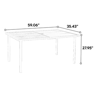 English Elm 7 Piece Patio Dining Set - Modern Steel Top Wicker Outdoor Furniture, Removable Washable Cushions, Umbrella Ready W640S00043