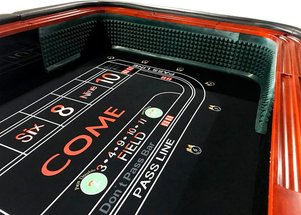 English Elm 12 Foot Casino Craps Table with Vinyl Rail Padded Rim and Regulation Dice Panels W2748S00065