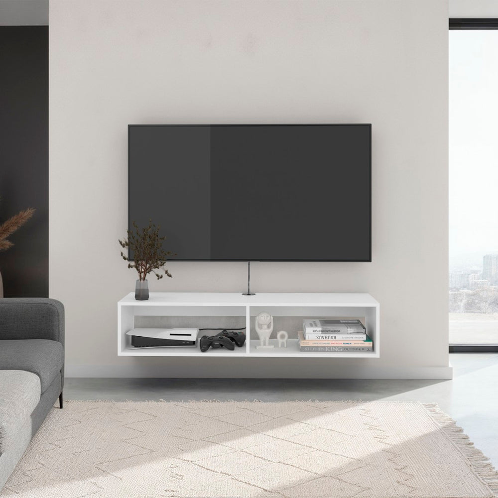 English Elm Entertainment Shelley Floating Wall Mounted Unit Open Shelves White Modern Living Room B092P474491