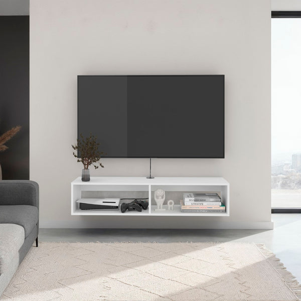 English Elm Entertainment Shelley Floating Wall Mounted Unit Open Shelves White Modern Living Room B092P474491