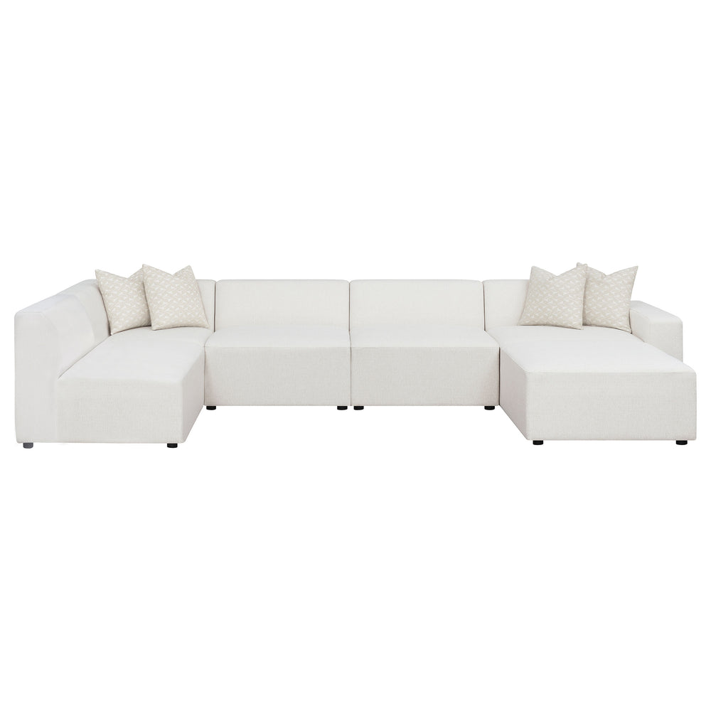 English Elm Marlowe Pearl 6-Piece Modular Sectional Sofa Set - Modern, Versatile & Stain-Resistant Design For Elegance B062S01209