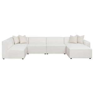 English Elm Marlowe Pearl 6-Piece Modular Sectional Sofa Set - Modern, Versatile & Stain-Resistant Design For Elegance B062S01209