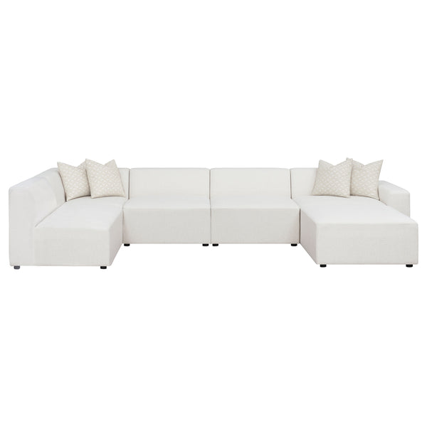 English Elm Marlowe Pearl 6-Piece Modular Sectional Sofa Set - Modern, Versatile & Stain-Resistant Design For Elegance B062S01209