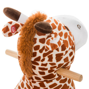 English Elm Qaba Giraffe Plush Toddler Rocking Ride on Toy with Sound and Safety Belt W2225P200647