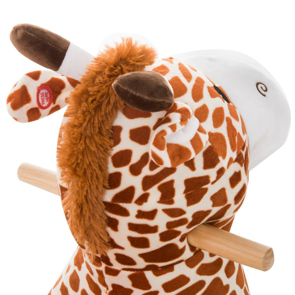 English Elm Qaba Giraffe Plush Toddler Rocking Ride on Toy with Sound and Safety Belt W2225P200647