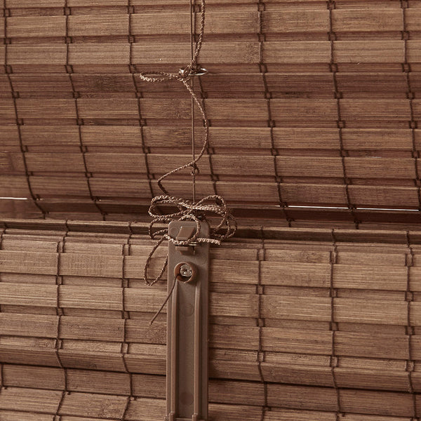 JLA Home Madison Park - Bamboo Handwoven Light‑Filtering Roman Shade 64" — Cordless Eco-Friendly Privacy, Ready-to-Install Teak MP40-7811