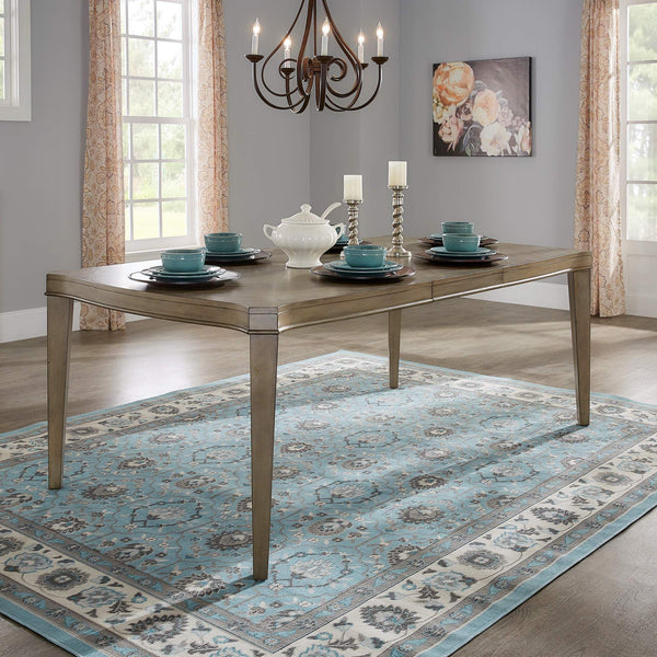Carter Extendable Dining Table with Diamond Inlay and Tapered Legs