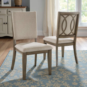 Carter Scroll Back Upholstered Dining Chairs Set of 2 Taupe Fabric