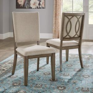 Carter Scroll Back Upholstered Dining Chairs Set of 2 Taupe Fabric