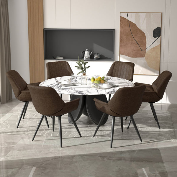 English Elm Dining Chairs Set Of 2 - Mid-Century Modern Faux Leather Upholstered Side Chairs For Stylish Comfort T3950P396563