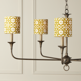 Block Print Gold Drum Chandelier Shade